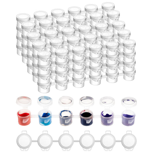120 PCS Paint Containers with Lids, 40 Strips Paint Containers Acrylic Paint Storage Transparent Paint Pots 3ml/ 0.1 Oz Empty Paint Pots with Lids for Craft Paint Storage Classrooms Schools Painting