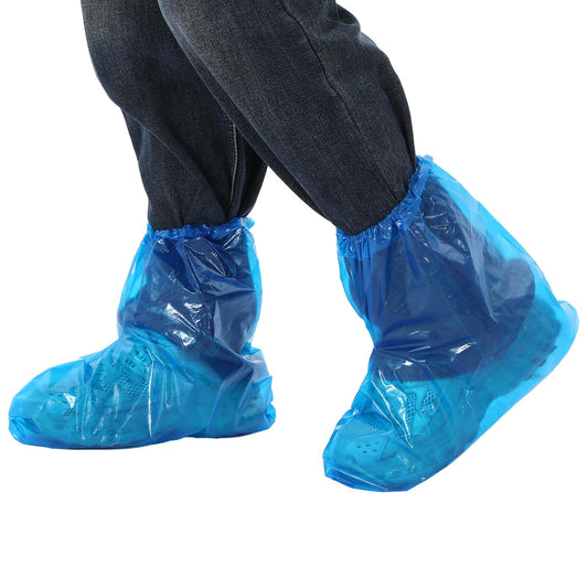 Psyqtsuary 10 Pairs Disposable Non-Slip Waterproof Shoe Covers, Thickened Waterproof Shoes Cover, Boot Covers, Plastic Boot and Shoe Cover for Men and Women, Blue