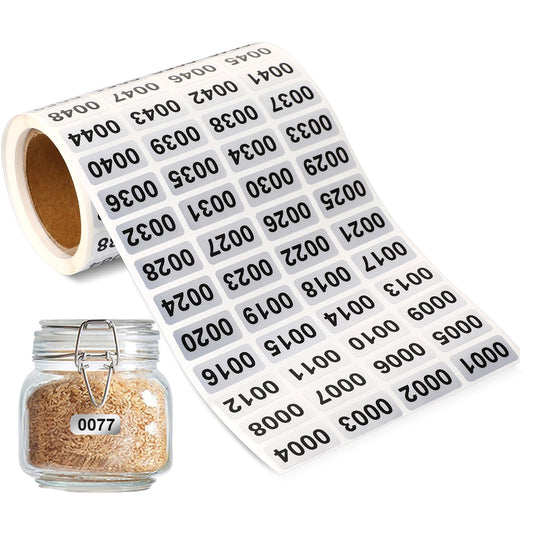 0001-2000 Number Stickers, Consecutive Number Label Stickers, Inventory Labels Stickers Sheets, 0.78x0.39inch Numbers Stickers Waterproof Inventory Tags Consecutive Numbered Stickers