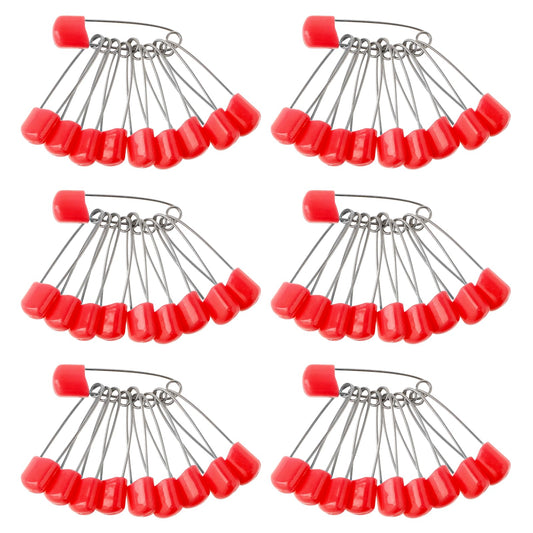 salbsever Plastic Safety Pins, 60 Pcs, Stainless Steel, Red, Modern Style, for DIY Crafts, Jewelry Making, Clothing Brooches, Skirts, Knitted Fabrics