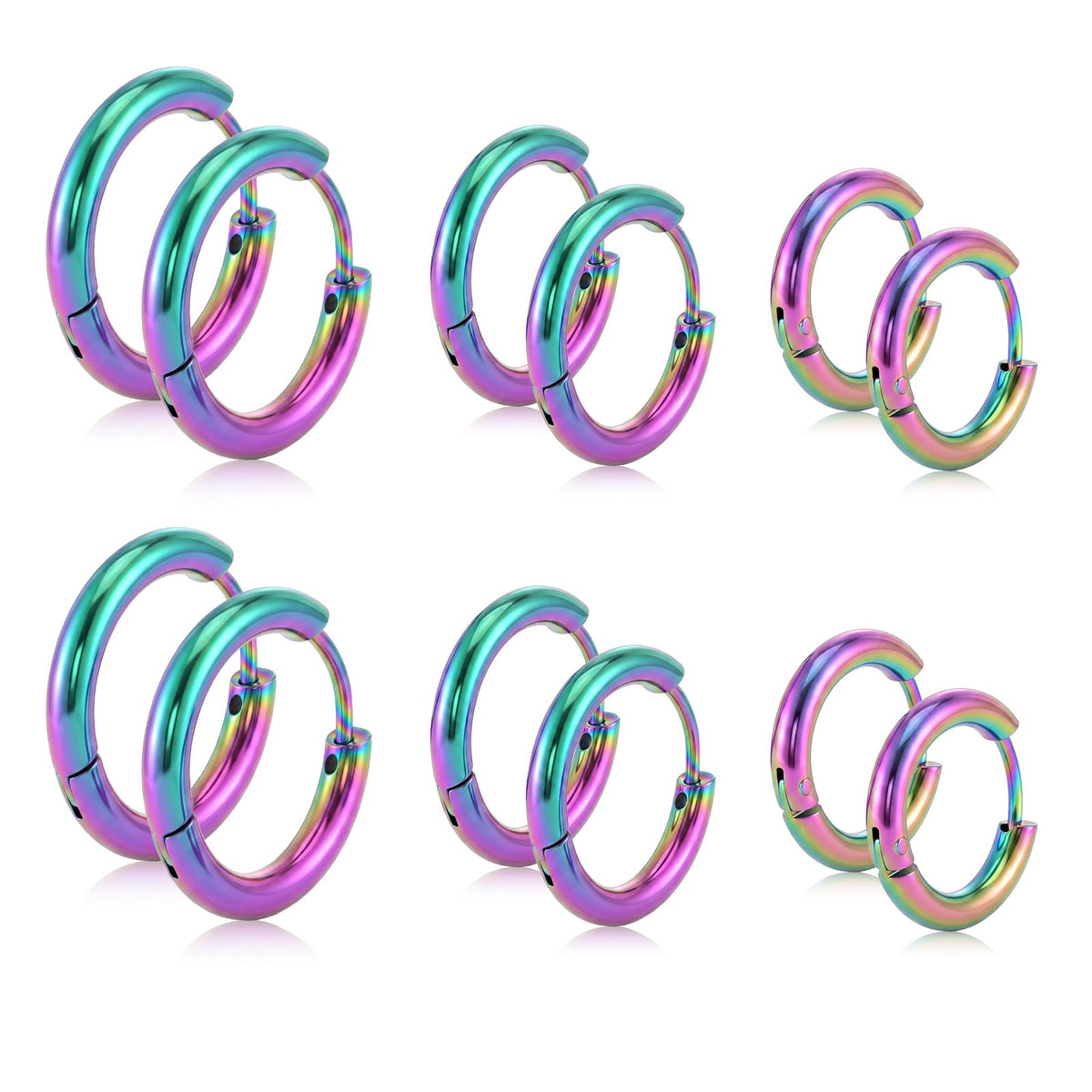 6pair Titanium Hoop Earrings, Small Hoop Earrings for Women, 8/10/12mm