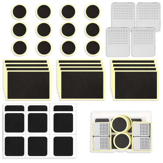 Mozeat Lens 40 Pieces Bike Tire Repair Kit Bicycle Tire Puncture Patch with Metal Rasps Glueless Self-Adhesive Bike Tube Repair Patches in Round Square Rectangle Shapes