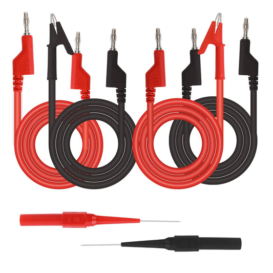4 Pcs Test Cable for Multimeters Multimeter Test Leads with Crocodile Clips Cable Banana Plug Cable Test Lead for Ammeters with 2 Pcs Test Probes for Electrical Testing