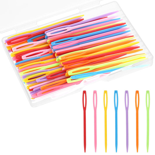 Pack of 100 Plastic Sewing Needles Yarn Needle with Large Eye Tapestry Needle Weaver Needle Darning Needles Blunt Crochet Hooks for Crochet Yarn Crochet Accessories for DIY, Sewing, Crafts (7 cm/2.7