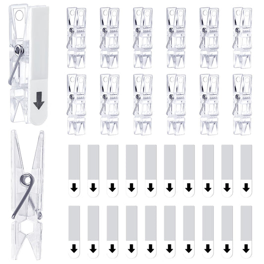 KALIONE 30 Pieces Transparent Plastic Self-Adhesive Wall Clips, Size 3.5*0.7*1CM, for Pictures, Photos, Posters, Flags, Sticky Notes, Indoor Use