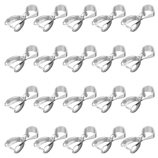 100 Pcs Pendant Clasp Pinch Pendants Bail Clip Connector Dangle Bead Pendant Connector Findings for Jewelry Making Buckles Charm Connection, Silver