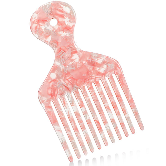 Afro Hair Pick Comb Wide Tooth Comb for Curls Hair Styling Tool Afro Pick for Women and Men Detangling Lifting Comb 4.8 Inches, Pink