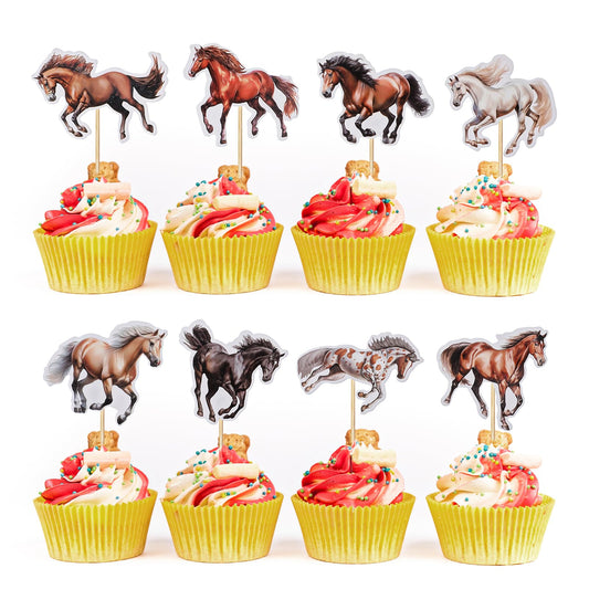 40 Packs Horse Cupcake Toppers Animal Cupcake Picks Horse Party Decorations for Horse Racing Party Equestrian Themed Birthday Baby Shower Birthday Decorations