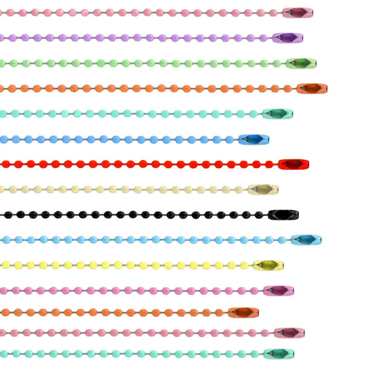 200 PCS Ball Beads Chain, Multicolor Dog Tag Metal Chain, Dog Tag Chain Necklace, Keychain Chain, Ball Chain Necklace with Connectors, Bead Chain Bulk for Bracelet Necklace DIY Crafts Making Supplies