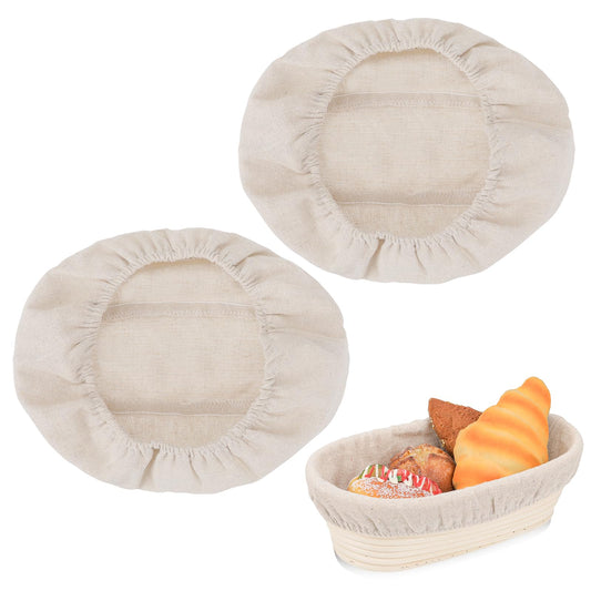 2Pcs Bread Proofing Basket Cloth Liner Rattan Baking Dough Basket Cover Liner Fermentation Basket Linen Liner Sourdough Banneton Proofing Cloth for Baking Supplies, oval about 10 × 6 inch