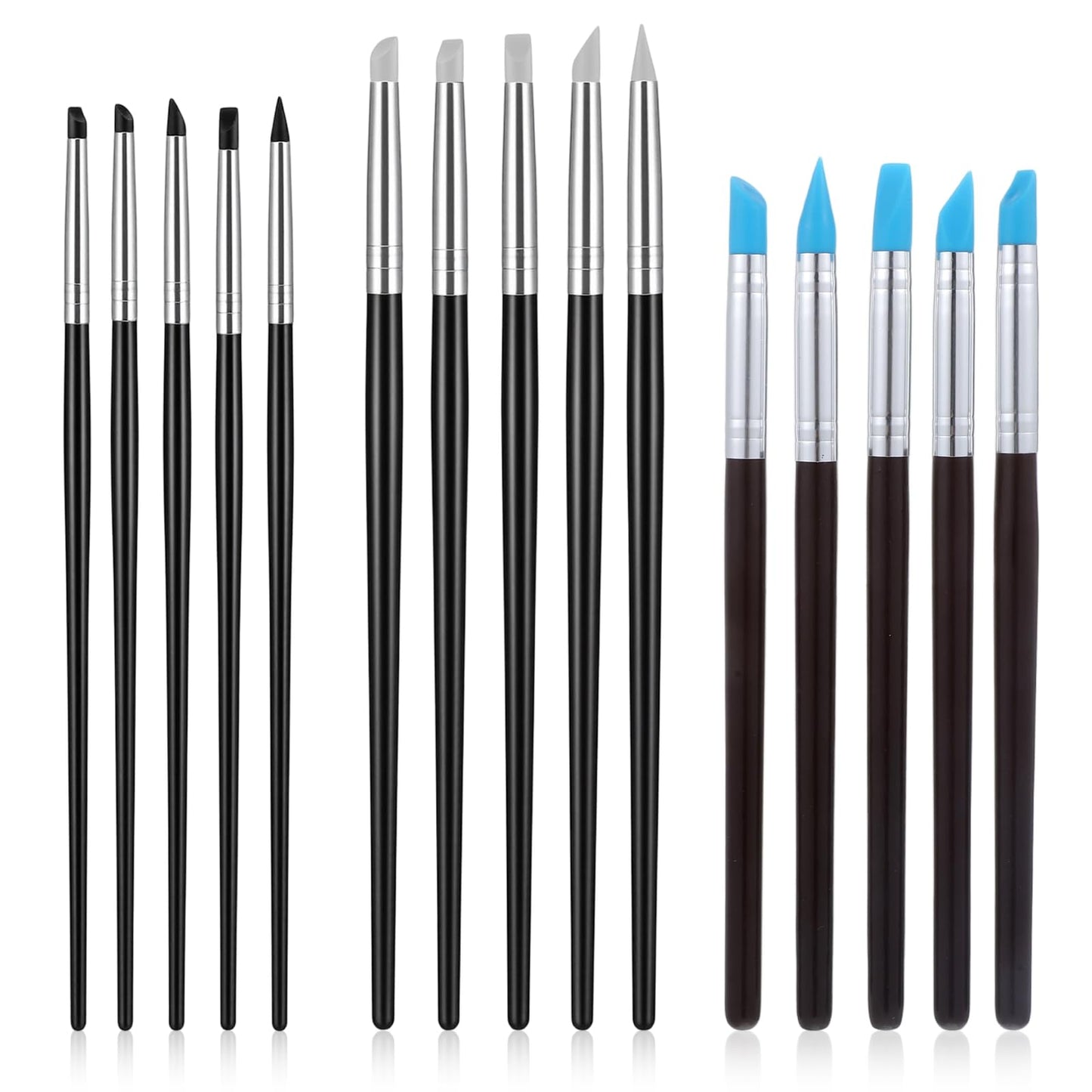 15 Pack Silicone Paint Brushes for Crafts, Rubber Tip Silicone Brushes