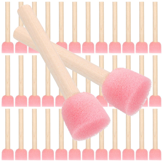40 Pcs Round Sponges Foam Brush Set, Paint Brush with Wooden Handle, Sponge Foam Brushs Set DIY Painting Tools Stippling Kits for Painting, Staining Tools, Art Supplies(0.7inch)