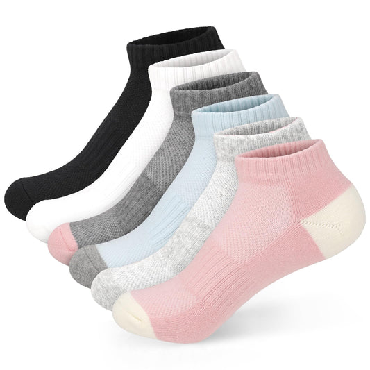 KALIONE 6 Pairs Running Socks Women Cotton Ankle Socks Athletic Socks No Show Socks for Women, Cotton Sport Low Cut Socks for Gym Yoga Women's Running Socks (6 Pairs)