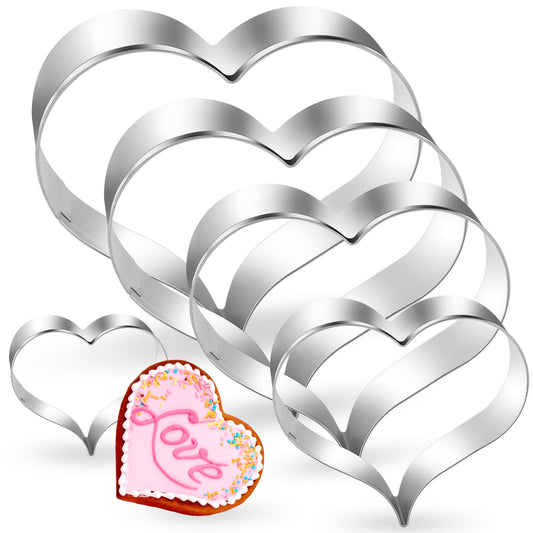 5 Pcs Heart Cookie Cutter Set Width 2.5cm/1inch Stainless Steel Heart Shaped Mold for Bread Sandwiches Decoration, Love Biscuit Basic Shapes DIY Molds for Kids Holiday Wedding Birthday Party