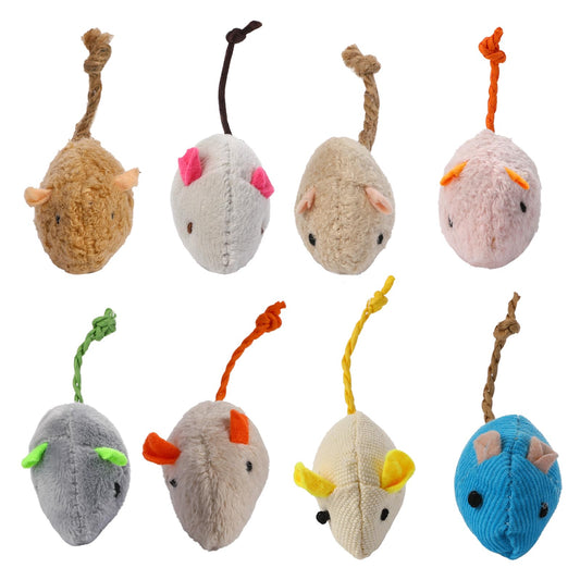 8 Pack Cat Mice Toys Interactive Toy Cats Mouse Plush Cat Toys Catnip Toy Biting Toys for Cats Mouse Shaped Toy for Indoor Cats Realistic Design 8 Color