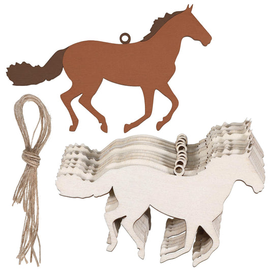 30 PCS Wooden Horse Cutouts, 4 Inch Unfinished Wood Running Horse Crafts Wooden Running Horses Hanging Ornaments Blank Horses Craft Cutout Gift Tags for Home Party Decoration DIY Crafts Project