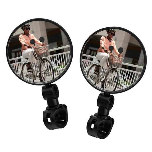 2 Bicycle Mirrors, Bicycle Mirrors for Handlebars, Adjustable, Rotatable Rear Mirror for Bicycle, Convex Acrylic Safety Mirror, Skateboard Mirror for Mountain Bikes, Road Bikes, Electric Motorcycles