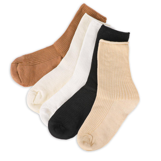 KALIONE Womens Ankle Socks Cotton Socks 5 Pairs Thick Knit Solid Color Sports Socks Womens Calf Socks Breathable Athletic Casual Socks Cute Warm Soft Frilly Cotton Crew Socks for Women Girls, One Size