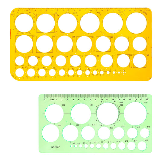 2 Pcs Drawing Stencil, Circle Template Geometric Stencils Circle Stencils, Circle Template for Drawing, Geometric Stencil Circle Rulers for Drawing Measuring Designing(Green&Orange)