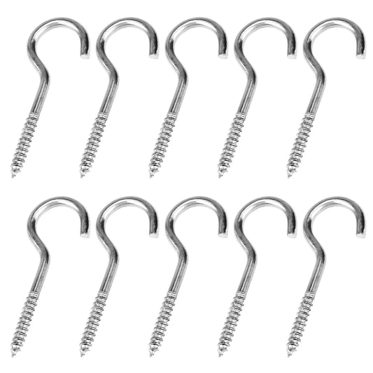 KALIONE 10 Packs Screw-in Hook Metal Screw Hook, 2-1/2 inch Metal Hooks, Heavy-Duty Screw Eye Hooks, Screws Hooks Ceiling Cup Hook for Outdoor, Ring Eye Hook for Christmas Lighting Basket