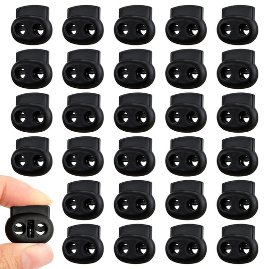 salbsever Plastic Cord Locks, Draw String Clip Cord Lock Black Spring Toggle Stopper Shoe Lace Tie Locks Fastener Lock for Shoelaces Bags Paracord Clothing and Drawstrings