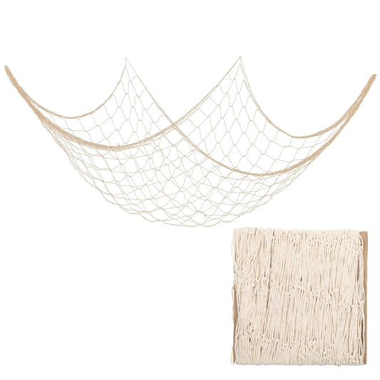 Natural Cotton Fishing Net Decor Wall Hanging Fishing Net Nautical Wall Hanging Ocean Themed Party Decor for Beach Coastal Bedroom Bathroom Under the Sea