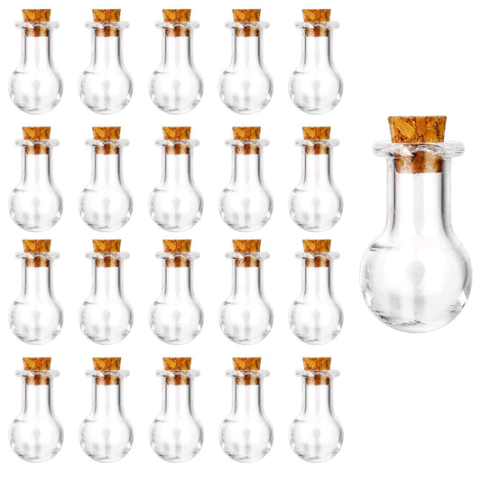 Glass Bottles with Stoppers, 20 Pieces Mini Glass Bottles Wishing Drifting Bottles Tiny Jars with Lids Decorative Bottles Empty Glass Vials with Corks Stoppers for Wedding Party DIY Decoration
