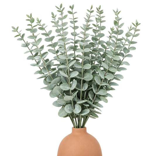 KALIONE 20pcs Artificial Eucalyptus Branches Decorative Flowers Green for Vase Artificial Eucalyptus Branches for Home Office Bouquets Table Decorations Wedding Decor