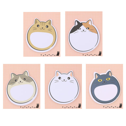 Cute Cat Sticky Notes 5 Pack 150 Sheets Cute Sticky Notes Cute Stationary Cute Animal Sticky Notes Cartoon Sticky Notes Kawaii Sticky Notes Self-Sticky Note Pads for Cats Lovers (5 Cat Patterns)