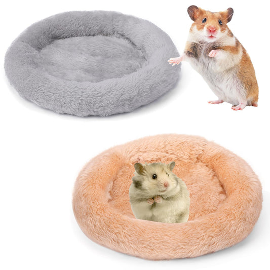 KALIONE 2 Pcs Guinea Pig Beds 5.5 Inch Hamster Bed Round Donut Washable Small Pet Bed Calming Rats Bed Guinea Ferret Bed Pig Hideout for Hamster, Squirrel, Ferret, Turtle, Bearded Dragon, Chinchilla