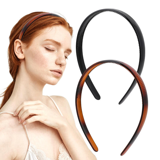 Simple Plastic Headband Hair Hoop Plastic Headbands for Women with Teeth Black Brown Headwear Ladies Hair Acessories