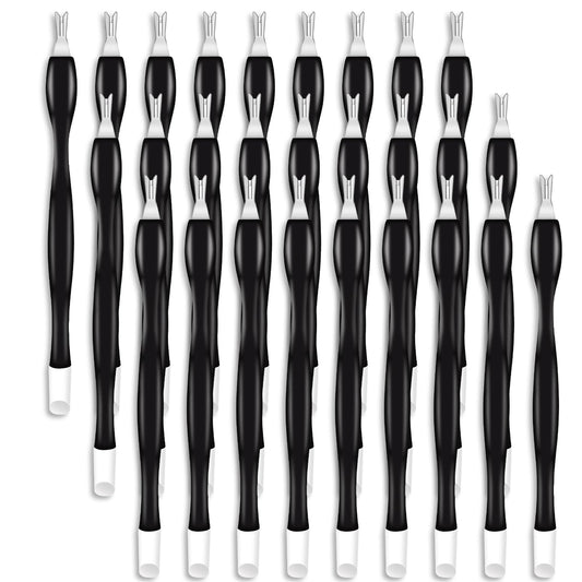 30PCS Nail Cuticle Trimmer Remover Pusher Nail Cleaner Double Head Dead Skin Rubber Stainless Steel Black Cuticle Removal Fork Plastic Handle Practical Nail Art Tools for Fingernail Toenail Men Women