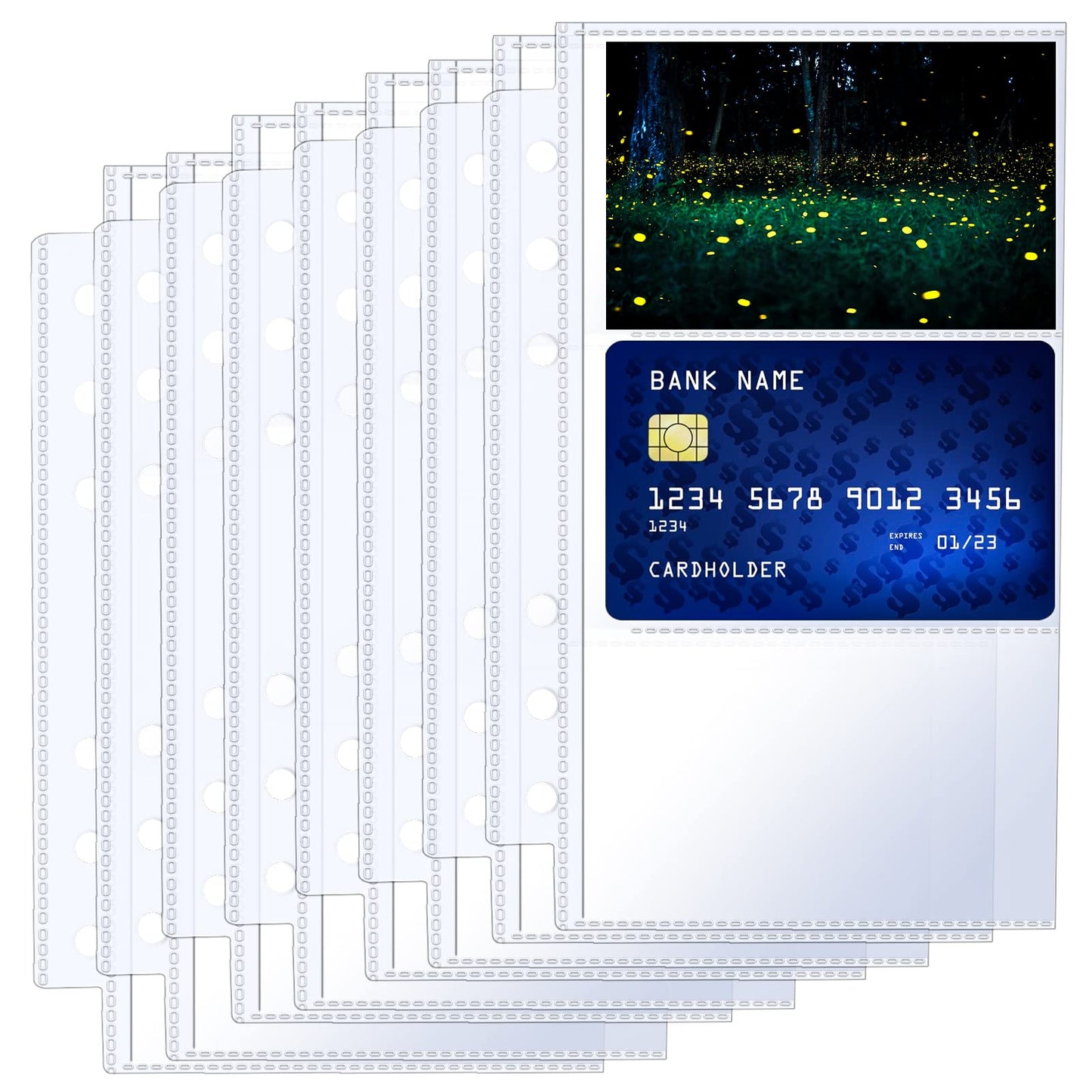 40 Pieces Binder Pockets, 3 Pocket Holder Sleeves Business Cards Binder Inserts for 3 Ring Binder, Waterproof Clear PVC Refill Pockets with 6 Holes for Credit K-pop Photocard Folder Cards Organizer