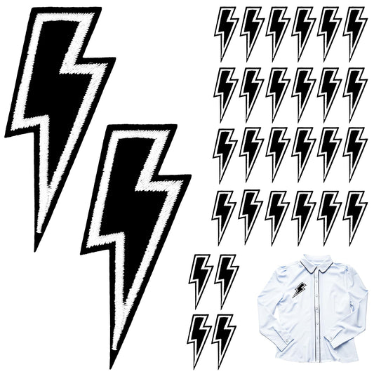 30Pcs Lightning Embroidered Iron on Patches, Lightning Bolt Patch On, Lightning Iron-on Patch, DIY Sew Applique Repair Patch, Embroidered Flash DIY Appliques for Clothes Shoes Bags