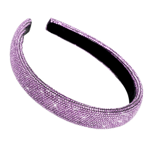 KALIONE Headbands for Women Girls Pink Rhinestone Glitter Non-Slip Wide Headband Sparkly Solid Hair Band Cute Hair Hoop Holiday Wedding Hair Accessories(Light Pink)