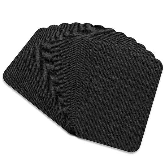 Pack of 12 Iron-On Patches, Fabric Repair Patches, Iron-On Patches for Clothes, Shoes, Jeans, Hats (Black)