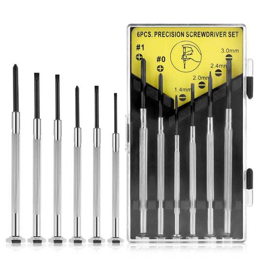 6PCS Mini Screwdriver Set 6 Different Size Flathead and Phillips Screwdrivers, Precision Screwdriver Set for Jewelry, Watch