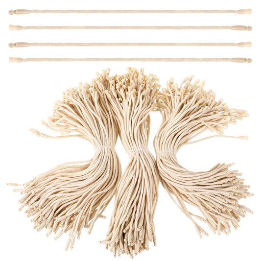 300 Pieces Cotton Hang Tag with Lock 7.6 Inch Hang Tag String Price Snap Hang Tags Fasteners with Snap Lock for Attaching Labels, Clothes, Jewelry, Luggage Accessories