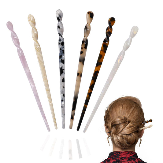 6Pcs Acetate Hair Sticks,Vintage Tortoiseshell Hair Chopsticks Vintage Leopard Print Hairpin Chinese Retro Hairpins Vintage Chinese Hair Chopsticks Disk Hair Sticks Hair Styling Accessories