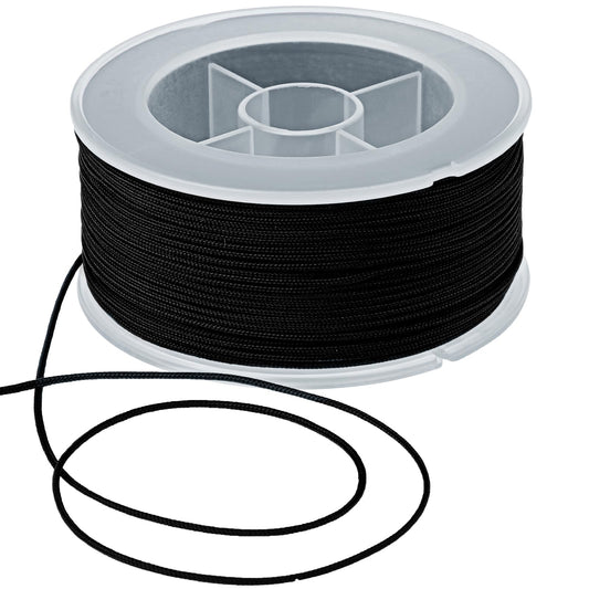 0.8mm 71 Yards Black Nylon Cord Satin String for Bracelet Jewelry Making Cord Satin String for Bracelet Necklace String Nylon Thread Trim Cord for Jewelry Making Bracelet Cord Jewelry String(Black)