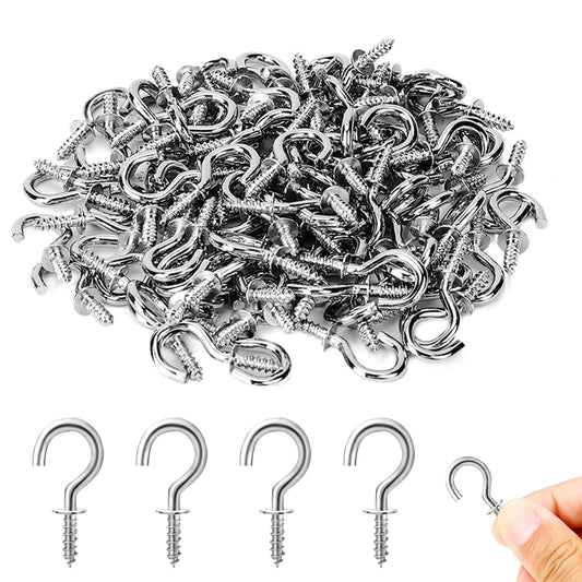 KALIONE 40 Packs Small Screw Hooks 5/8 In Screw-In Cup Hooks Metal Eye Hooks Ceiling Hooks Small Wall hooks for Hanging Heavy Duty Hanging Hooks for Plants Keys Outdoor Indoor Home Decorations, Silver