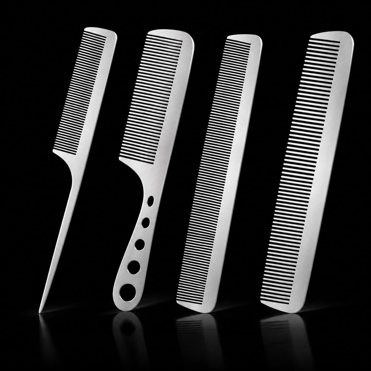 4 Types Metal Hair Comb Stainless Steel Comb Metal Combs for Hair Women Men