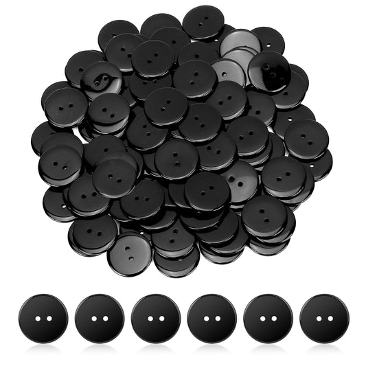 1 Inch Black Buttons 100pcs, 2 Holes Resin Button for Sewing, Shirt, Clothing and Craft Decoration, Round Resin Buttons Small Black Buttons for Crafts Replacement