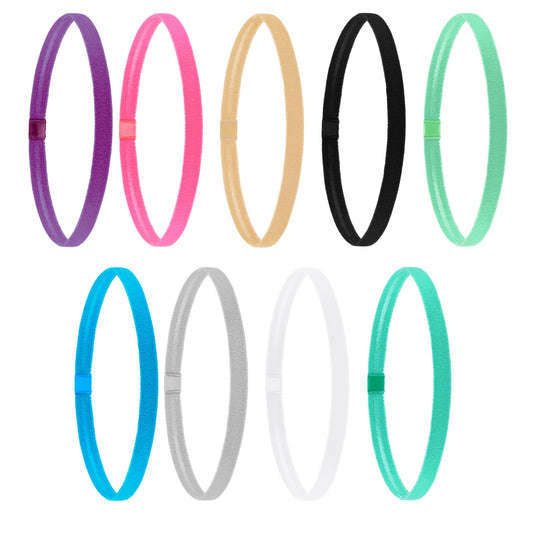 9Pcs Thin Non-Slip Elastic Sport Headbands Elastic Thin Headbands for Women Colored Skinny Stretchy Headbands Yoga Sports Hair Band Athletic Headbands for Men Football Basketball Soccer Tennis
