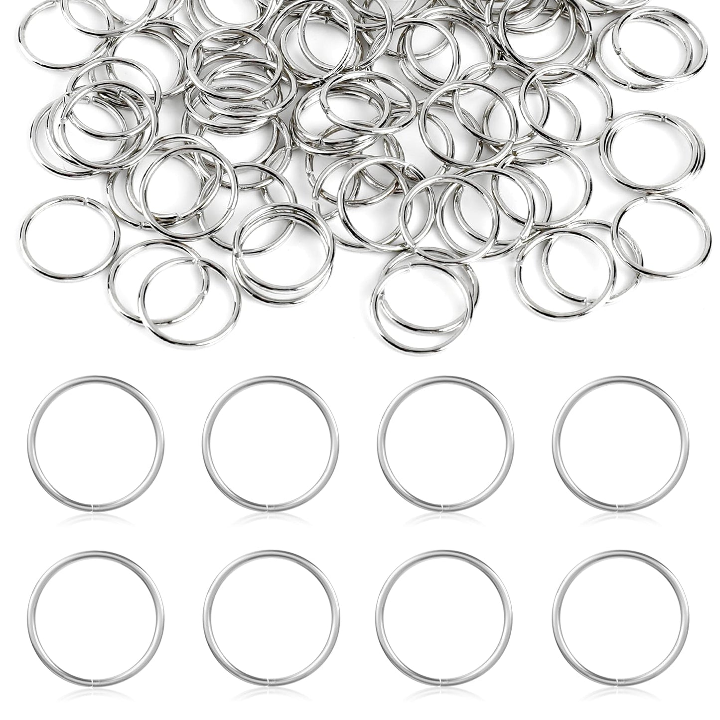 100 Pcs 10mm Stainless Steel Open Jump Rings, Thickness Round Ring Connectors Open Jumps Rings Jump Ring for Jewelry for Jewelry Making Necklaces Bracelet Earrings Keychain DIY Craft (White)