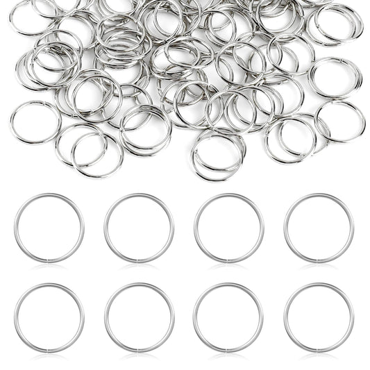 100 Pcs 10mm Stainless Steel Open Jump Rings, Thickness Round Ring Connectors Open Jumps Rings Jump Ring for Jewelry for Jewelry Making Necklaces Bracelet Earrings Keychain DIY Craft (White)