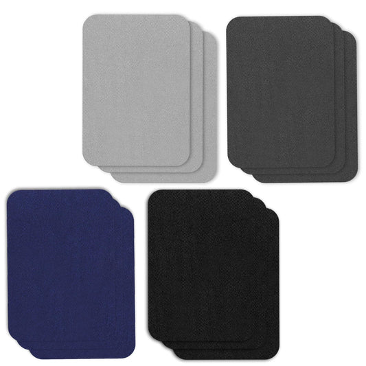 12 Pieces Iron-on Patches, Fabric Repair Patches, Iron-on Patches for Clothes, Shoes, Jeans, Hats (Black, Dark Blue, Dark Grey, Light Grey)