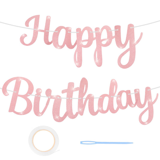 Happy Birthday Banner Rose Gold Happy Birthday Sign Glitter Birthday Party Banner Happy Birthday Letters for Photo Props Birthday Party Decorations & Decor