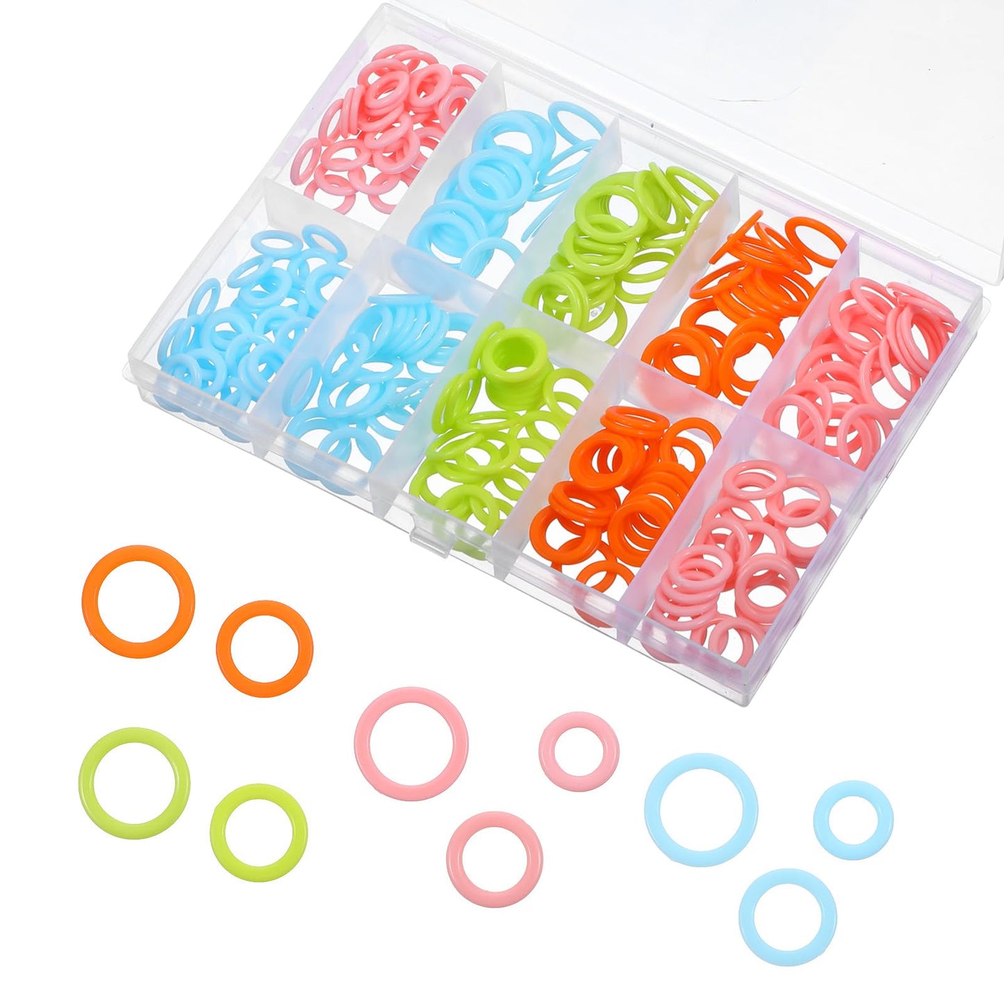 Xelsluthe Pack of 220 Knitting Marker Rings Braided Counting Buckle Stitch Marker Rings (S/M/L) with Portable Storage Box for DIY Crochet Craft Projects Knitting, Crochet, Crafts