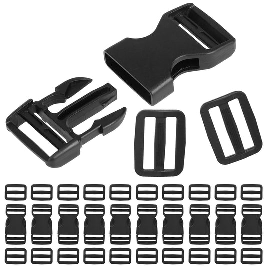 Mozeat Lens 10 Set Buckles for Nylon Webbing Straps with 20 pcs Slide Clip Quick Side Release Plastic Buckles Clip Wide Nylon Webbing Straps Fastener Buckle Clips Backpack Clips Replacement